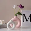 European Pink Ceramic Openwork Vase Flower Arrangement Plant Decoration Entrance Dining Table Vase Interior Ornaments Decoration 2
