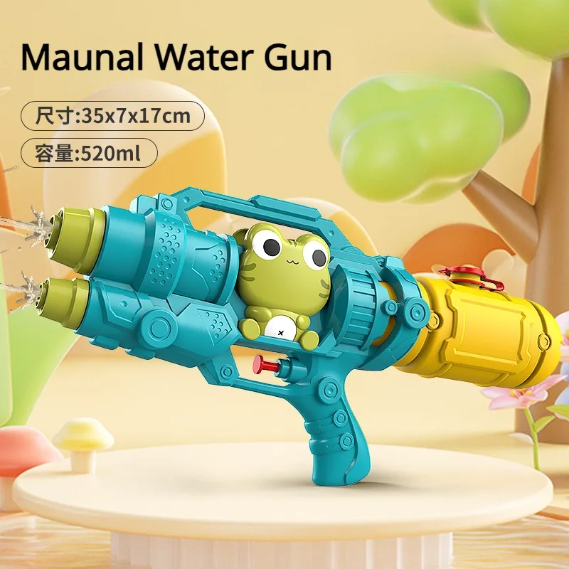 Children Double Head Manual Water Gun Dinosaur Frog Outdoor Beach Poor Toy Water Gun For the Water-Sprinkling Festival Water Guns