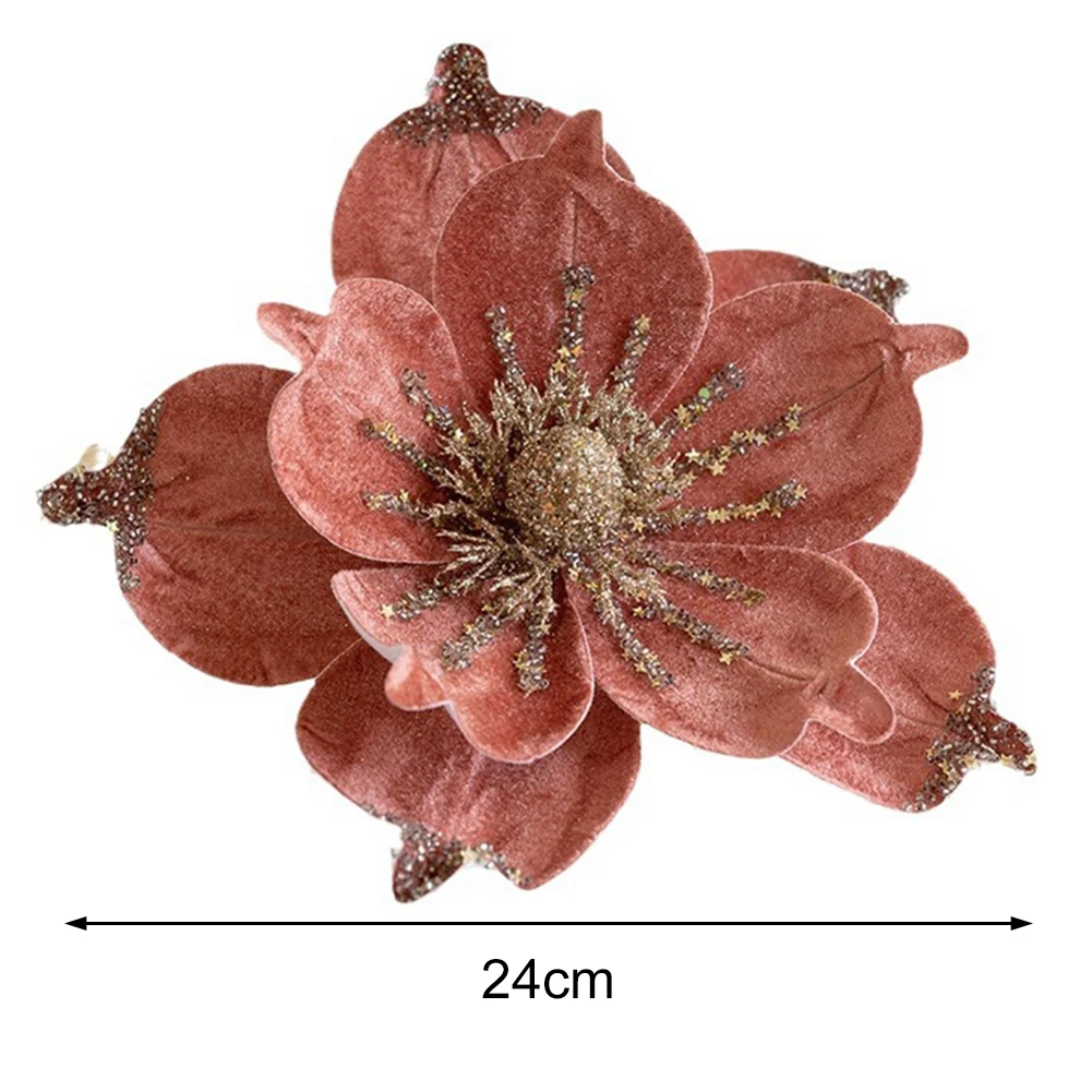 thumbnail image 1 of Flor de Pascua navideña con purpurina, 26 cm, realista, para colgar en el árbol de Navidad, decoración navideña, regalos de Navidad, feliz año nuevo, 1 of 5