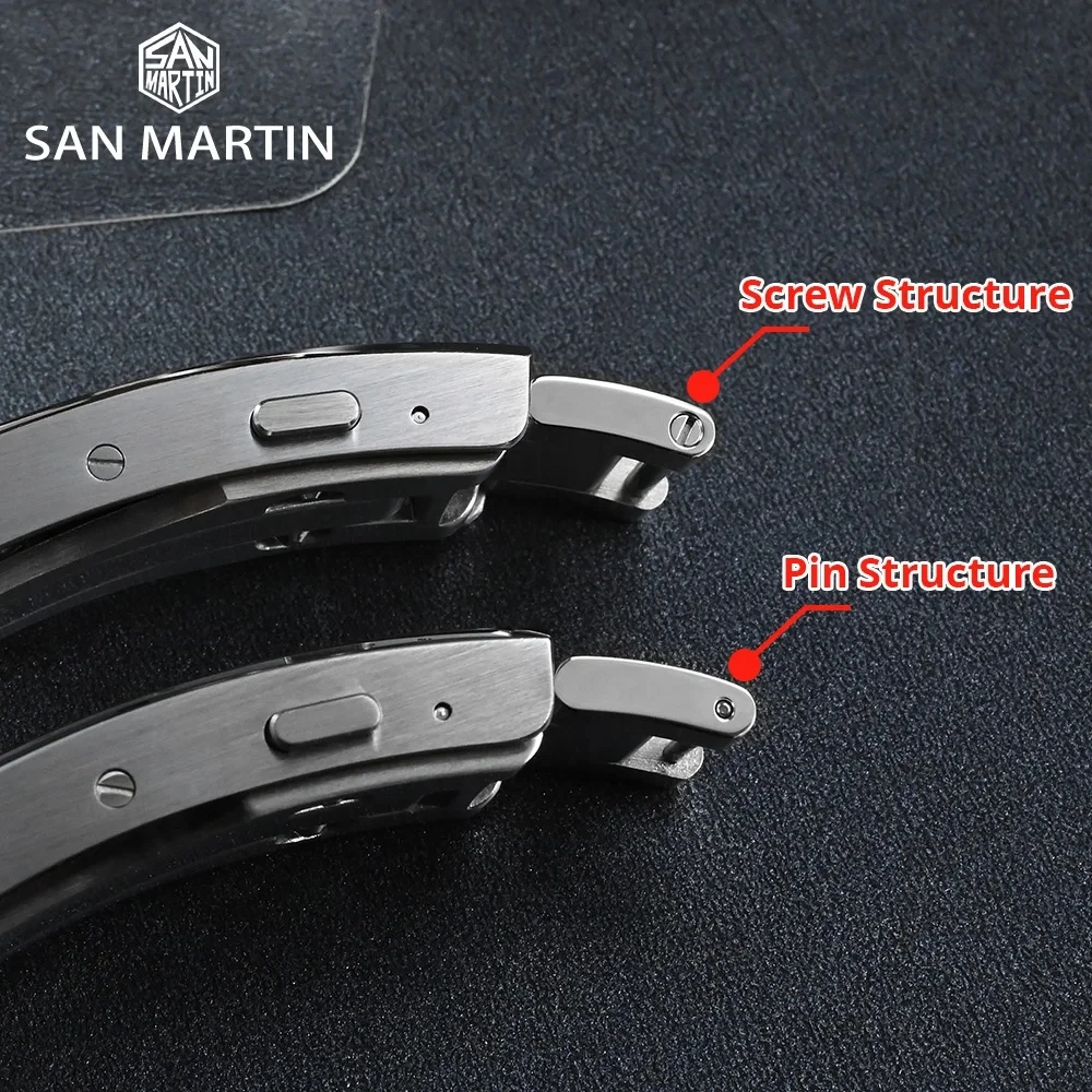 San Martin Fly Clasp Adjustable 16mm Bracelet Clasp 316L Solid Stainless Steel Polished Oyster Bracelet Specified Folding Buckle