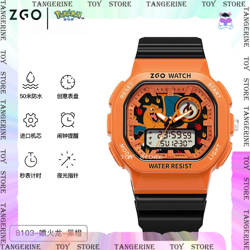 

Многофункциональные электронные часы Zgo, Покемон, оригинальная модель, светящиеся водонепроницаемые часы в стиле аниме для детей, подарки