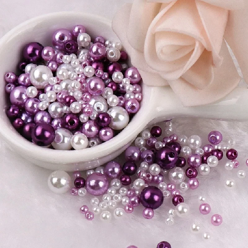 Imitation Pearl Beads 144Pcs Colorful With Hole 3-8mm Round Resin Pearl Ball Beads Spacer Loose for DIY Jewelry Craft Make