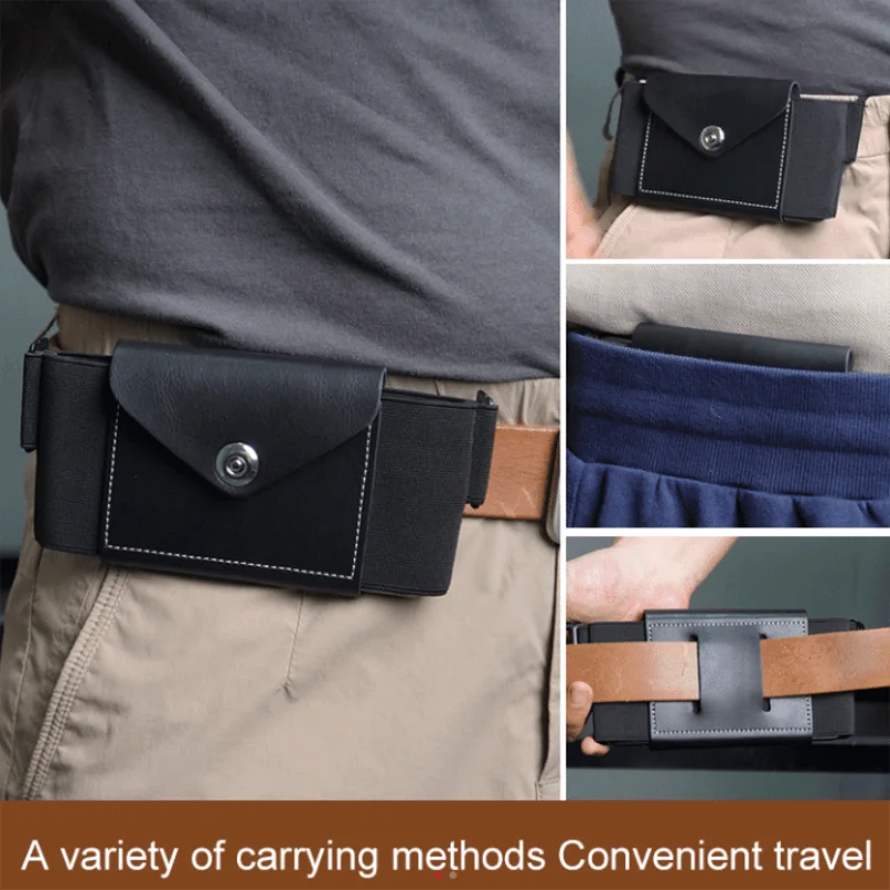 Invisible Anti-theft Stretch Belt Bag Fashion Men Multi-function Small Waist Bag Leather Belt Pack Wallet Coin Purse Case viking double wolf head rune print money bag mid century nordic style can hang belt coin purse retro men s fanny pack