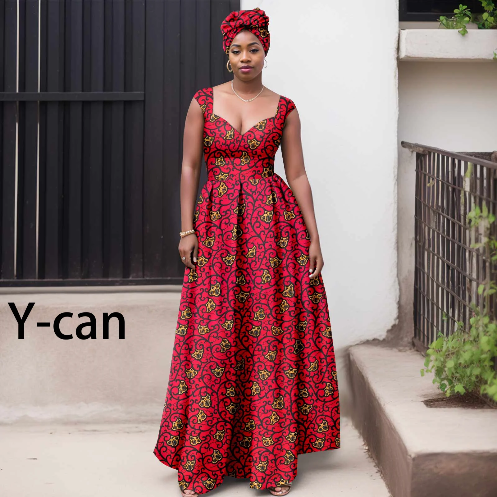 African Dresses for Women Female Ankara Sleeveless Slim Fit Skirt