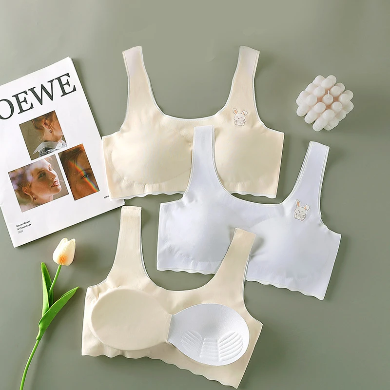 High Elastic Shockproof Fashionable Summer Cool Silk Seamless Sports Bra For Developmental Girls