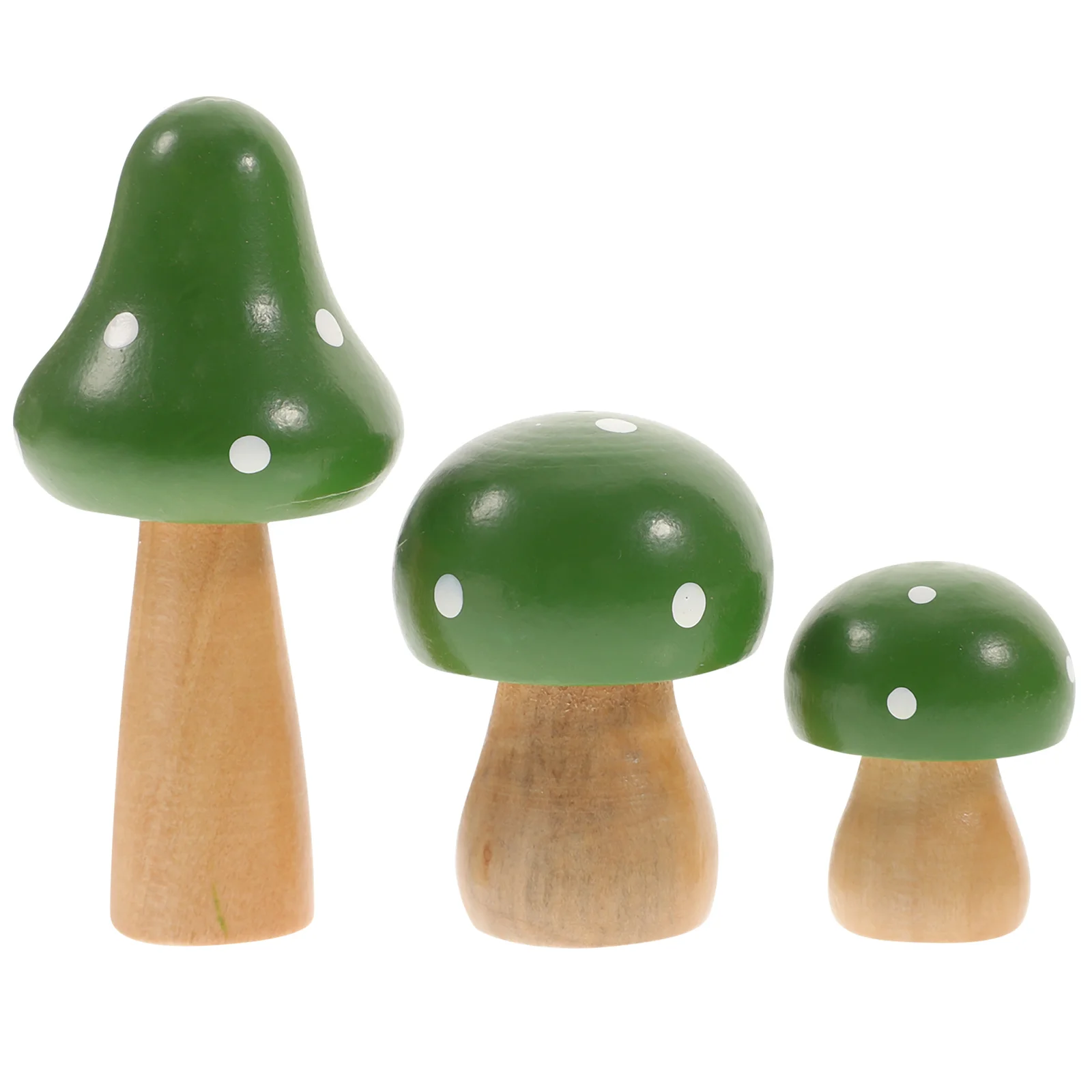 

3 Pcs Christmas Decorations Simulated Mushroom Wooden Mini Sculpture Color Ornament Desktop