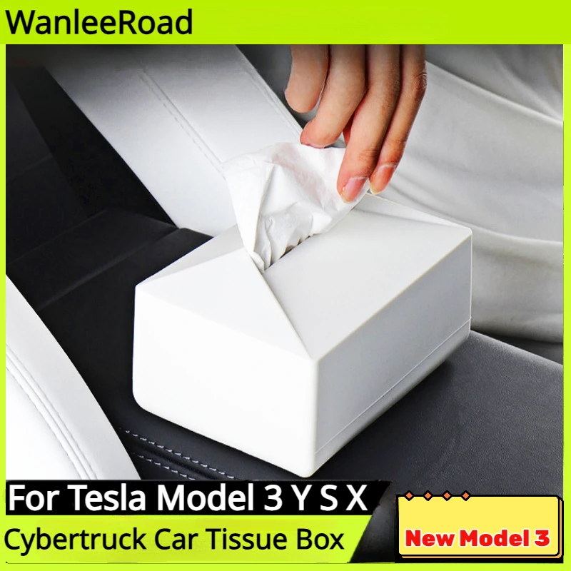 

For Tesla Model 3 Y S X Car Tissue Box Cybertruck Silicone Seat Back Hanging Silicone Tissue Holder Box with Fix Strap Model3+