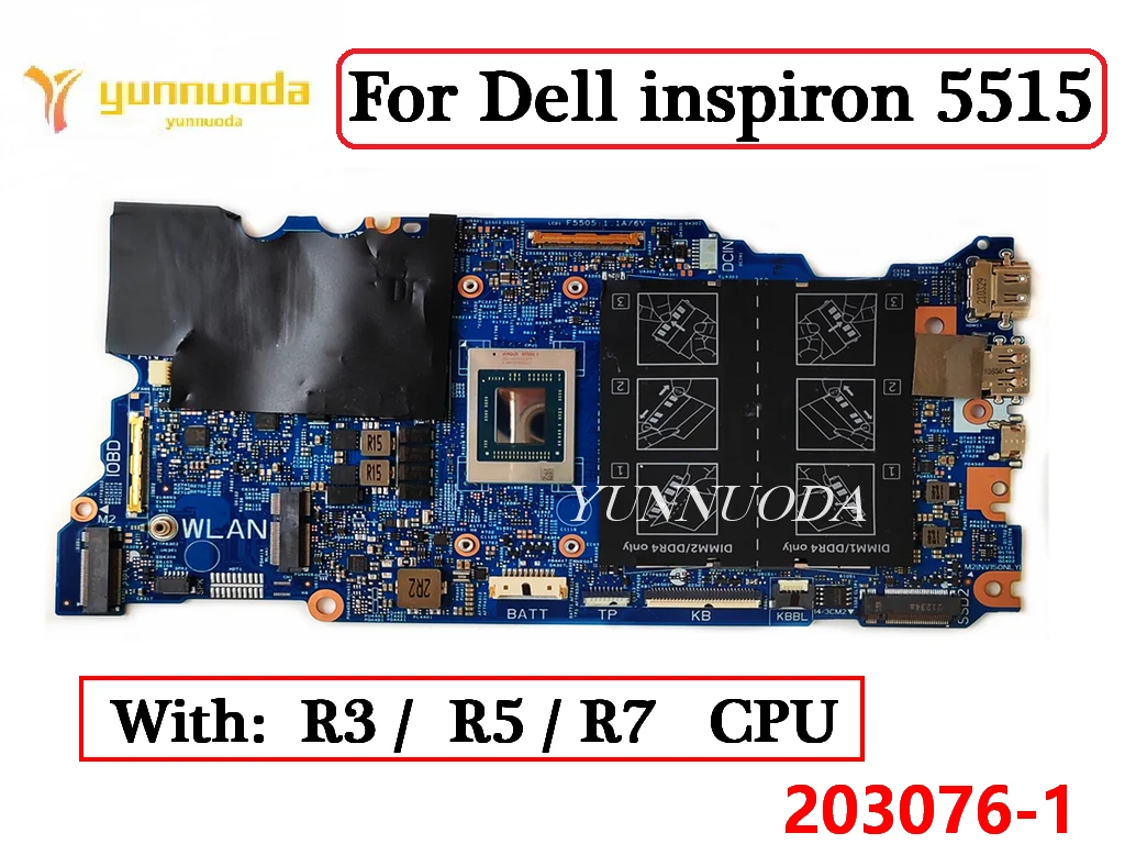 203076-1 For Dell inspiron 5515 Laptop Motherboard With R3-5300U R5 ...