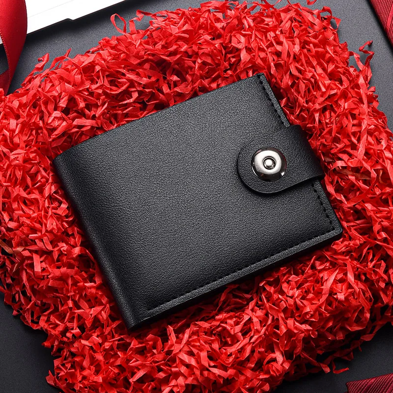 Men`s Wallet Soft Leather Buckle Short Wallet Credit Card Holder Coin Purse For Man Money Clip Small Bag 4