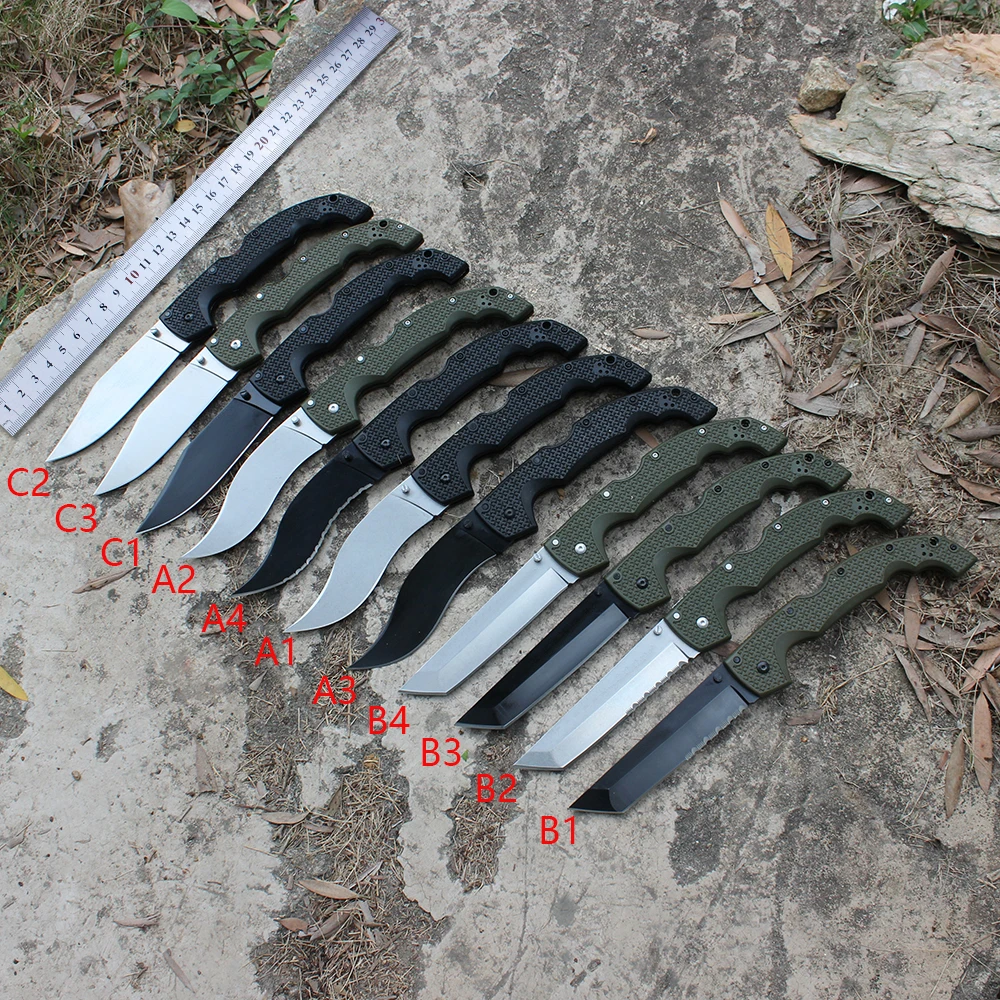 Large Voyager Cold Folding Pocket Knife Military Tactical Knives EDC Multipurpose Outdoor Survival Hunting Tanto Knife for Men 4