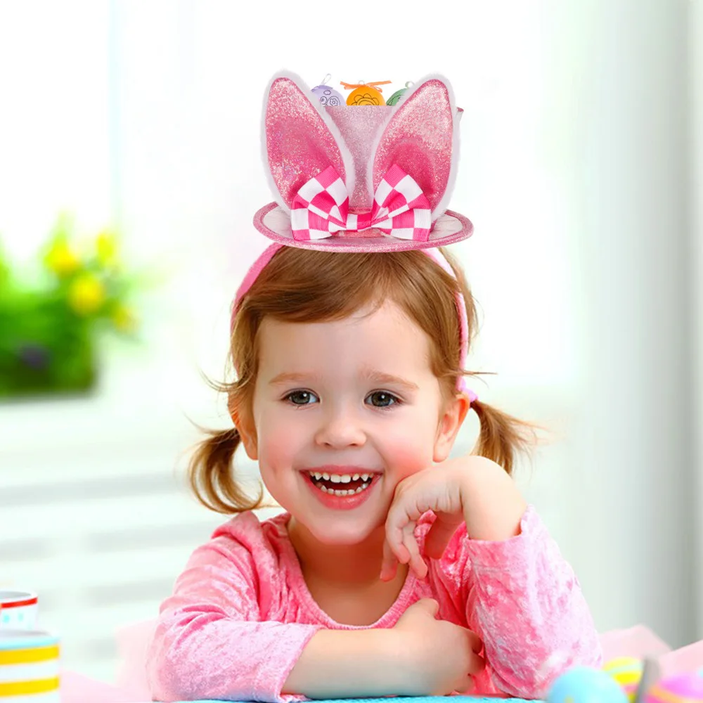 Easter Bunny Ears Headband DIY Easter Funny Hairbands Bow Top Hat Hair Costume Accessories