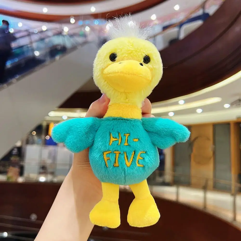 

Plush Keychain Cozy Key Chain Letter Print Splicing Color Duck Plush Doll Toy Keychain Backpack Decor