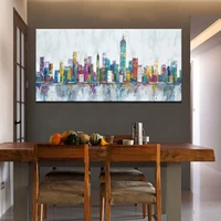 Mintura,New York Skyline Cityscape Architecture Abstract Art Handmade Oil Painting On Canvas,Wall Picture Modern,Home Decoration 5