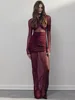 Articat Elegant Mesh Patchwork Long Sleeve Bodycon Party Club Evening Dress Sexy Double Layer Perspective Vestido Autum Clothing 5