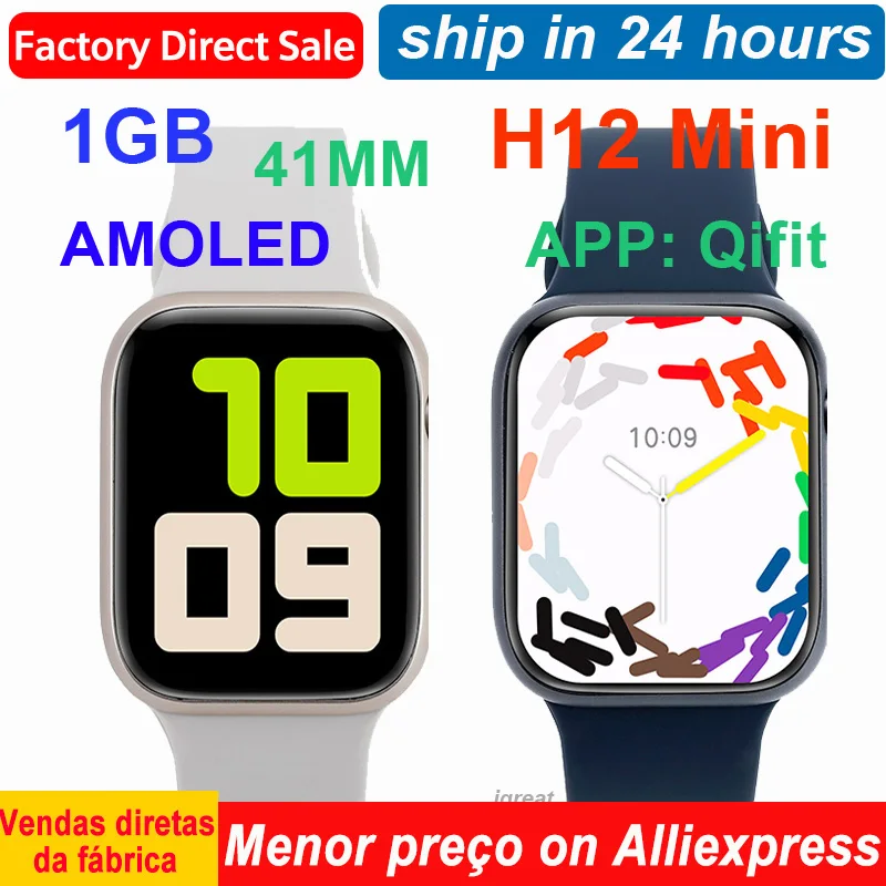 여성용 블루투스 통화 나침반 음악 녹음, NFC OS10 앨범 동기화 스마트워치, H12 미니 스마트 워치, 41mm Amoled, 1GB ROM