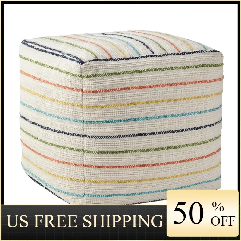 

Better Homes & Gardens Stripe Outdoor Pouf, 16", Multi-Color Home Summer Lookbook Patio