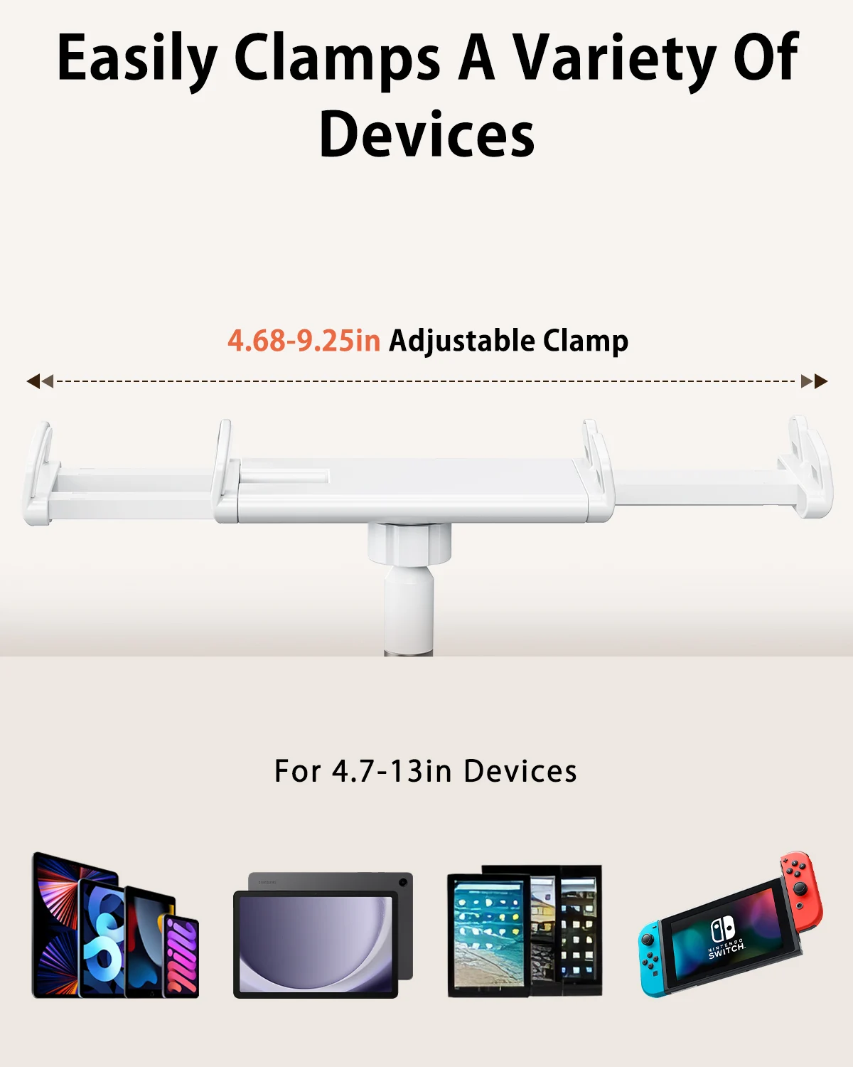 Eary Gooseneck Cell Phone Holder Tablet Stand 360 Flexible Phone Stand iPhone Lazy Bracket Mount Long Arms Clamp for 4-13"Inches