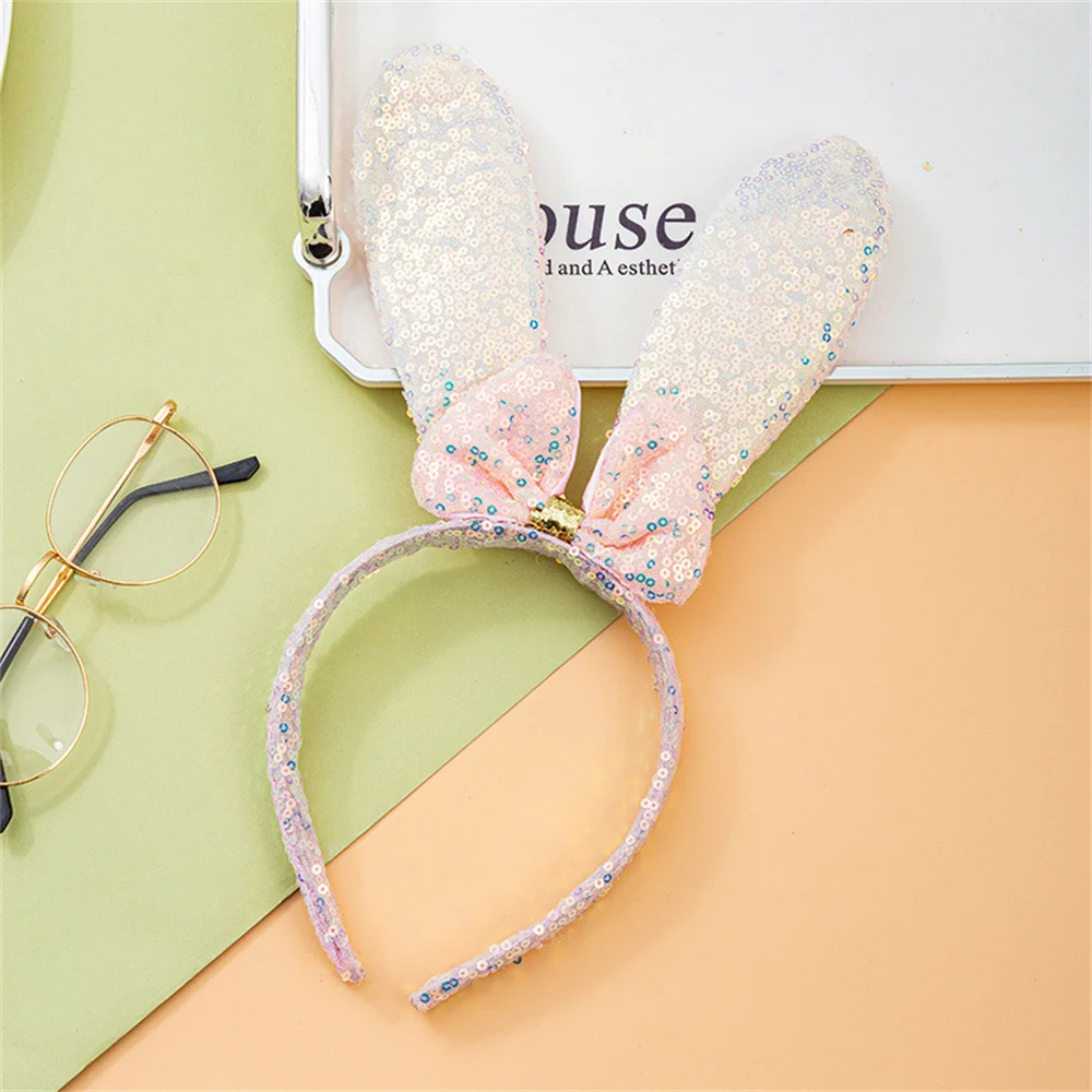 Bunte Pailletten Stirnband Kaninchen Ohren Mädchen Süße Haarband Cartoon Kinder Leistung Kopfschmuck Glitter Bunny Haar Zubehör – Detail 6
