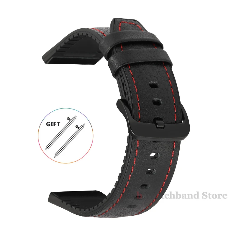 Universal Silicone Leather Sports Strap - Quick Release Bracelet for Smartwatches (20mm/22mm)