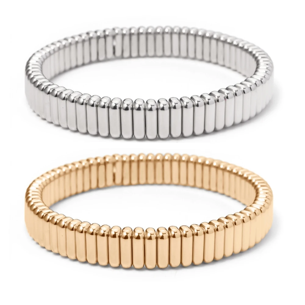 

KKBEAD Enamel Tile Bracelet Alloy Gold/Silver Color Beaded Bracelets for Women Ladies Luxury Jewelry Elastic Pulseras Wholesale