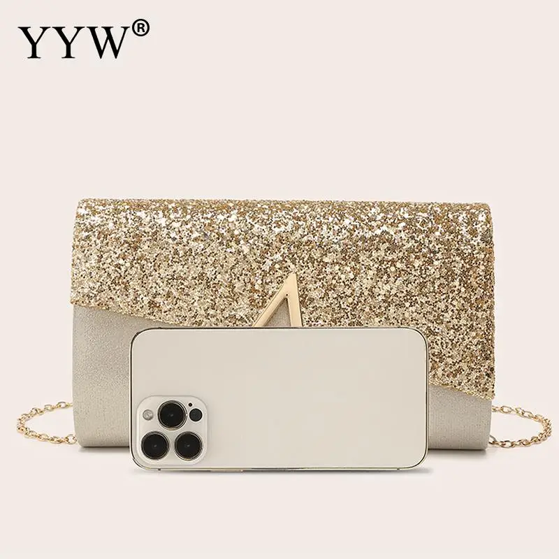Sequins Women's Envelope Evening Purse Bridal V Clutch Party Prom Wedding Envelope Handbag Lady Shoulder Messenger Bags Wallet