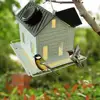 Home Style Bird Feeder Outdoor Swing Solar Bird Feeder Creative House Patio Feeder Outdoor Hanging Decoration