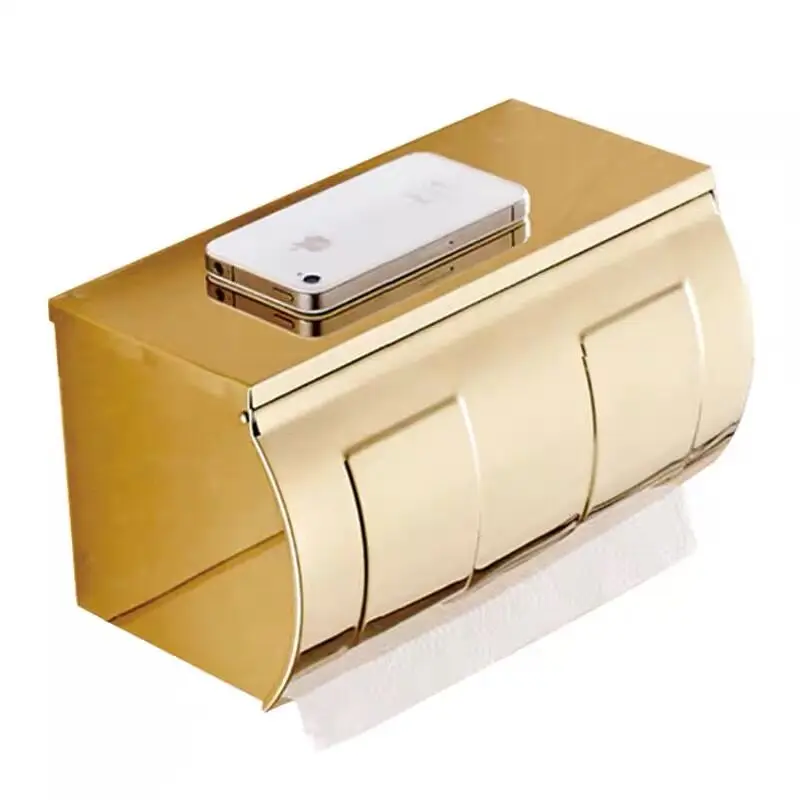 Toilet Paper Holder toilet roll holder Stainless Steel Bathroom Paper Phone Holder with Shelf Mobile Phones Gold Towel Rack Tissue Boxes