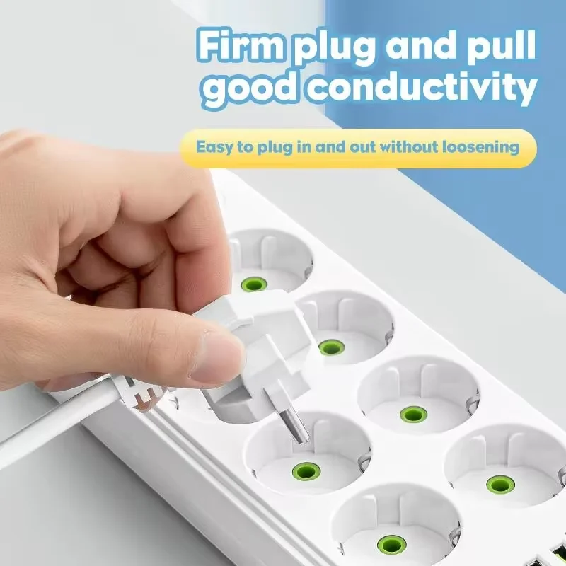 Power Strip EU Plug AC Outlet Power Strip Multitap Extension Cord Electrical Socket 4 USB Ports Fast Charge Multiprise Network Filter