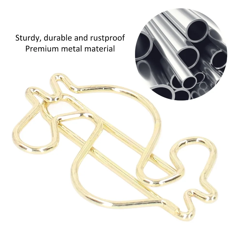 50Pcs 귀여운 전기 도금 금속 골드 종이 클립 골드 녹슬지 않는 귀여운 종이 클립 창의적으로 널리 사용되는 종이 클립 사무용품