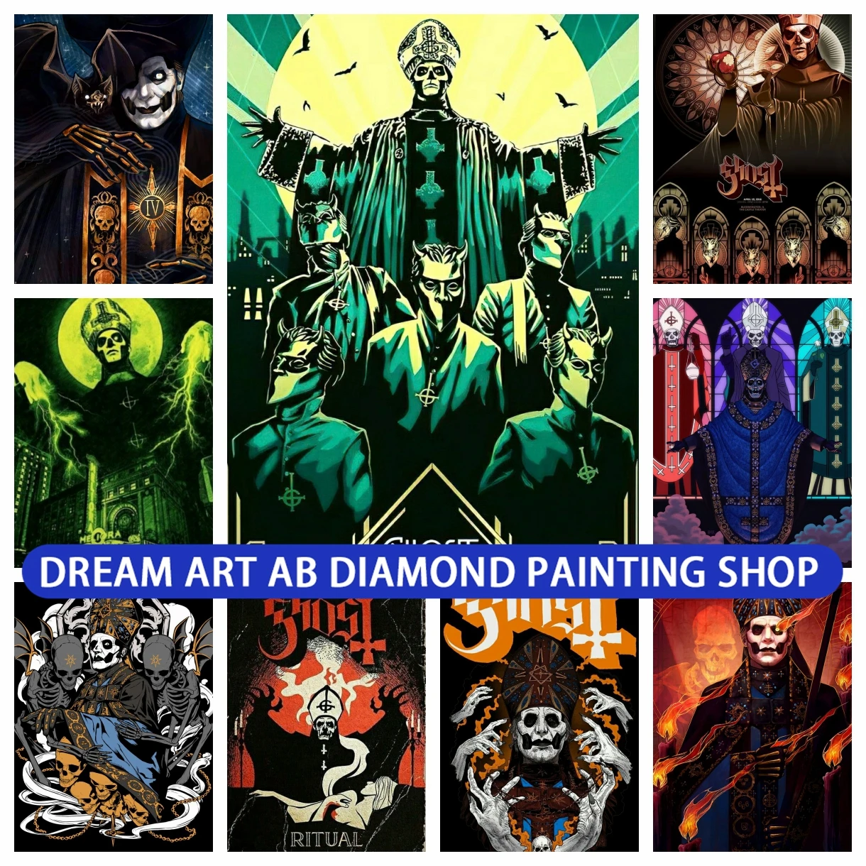 

Rock Band Portrait Ghost 5D DIY AB Diamond Painting Embroidery Cross Stitch Mosaic Handicraft Pictures Craft Home Decor Gift