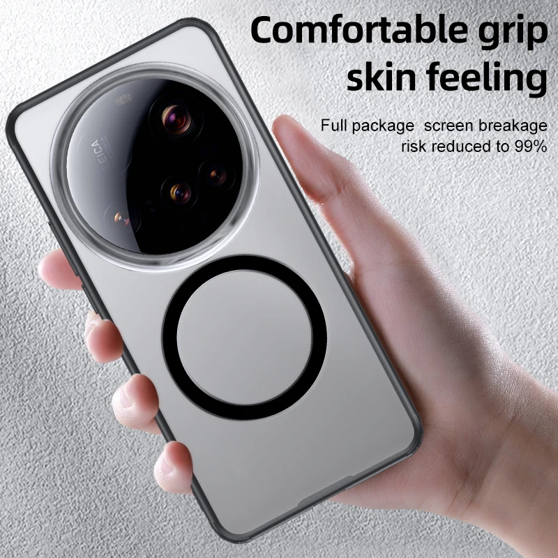 Enhanced Magnetic Wireless Charging Armor Case - Matte & Clear, Military Shockproof Cover