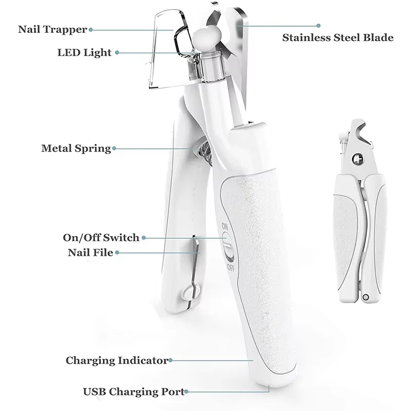 LED Pet Nail Clippers Professional Cats Claw Blood Line Scissors Dog Nail Trimmer Grooming Cutter for Animals Pet Supply pet nail clipper pet nail scissors