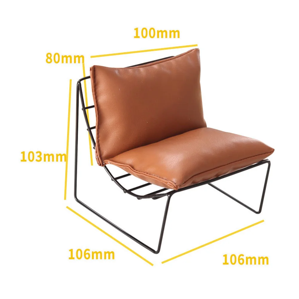 Mini Sofa Chair Trim Mold Furniture Dollhouse Furniture Alloy Skin Brown Sofa Couch Cushions For Doll DIY Accessories Toys