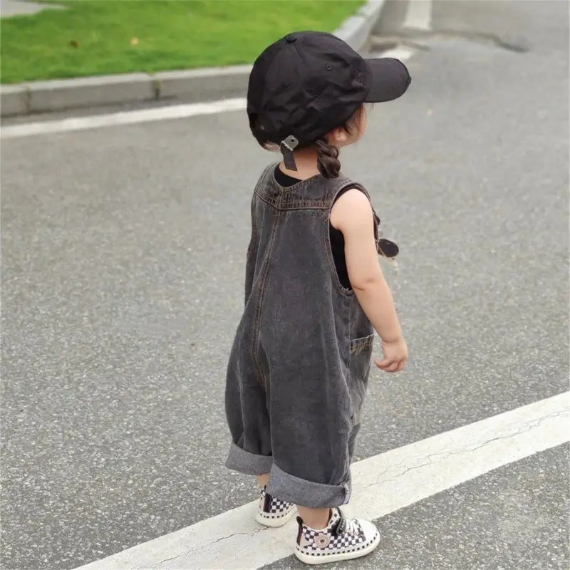 Children Clothing Kids Pants Korean Style Spring and Summer New Fashionable 2023 Girls Retro Denim Suspenders Baby Cute Jumpsuit