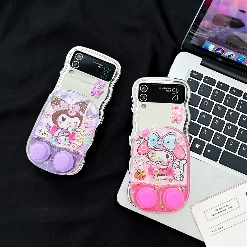 

Cute Sanrio my melody Kuromi Ring game machine Phone Case for Samsung Galaxy Z Flip 4 Hard PC Back Cover for Z Flip 5 Case Case