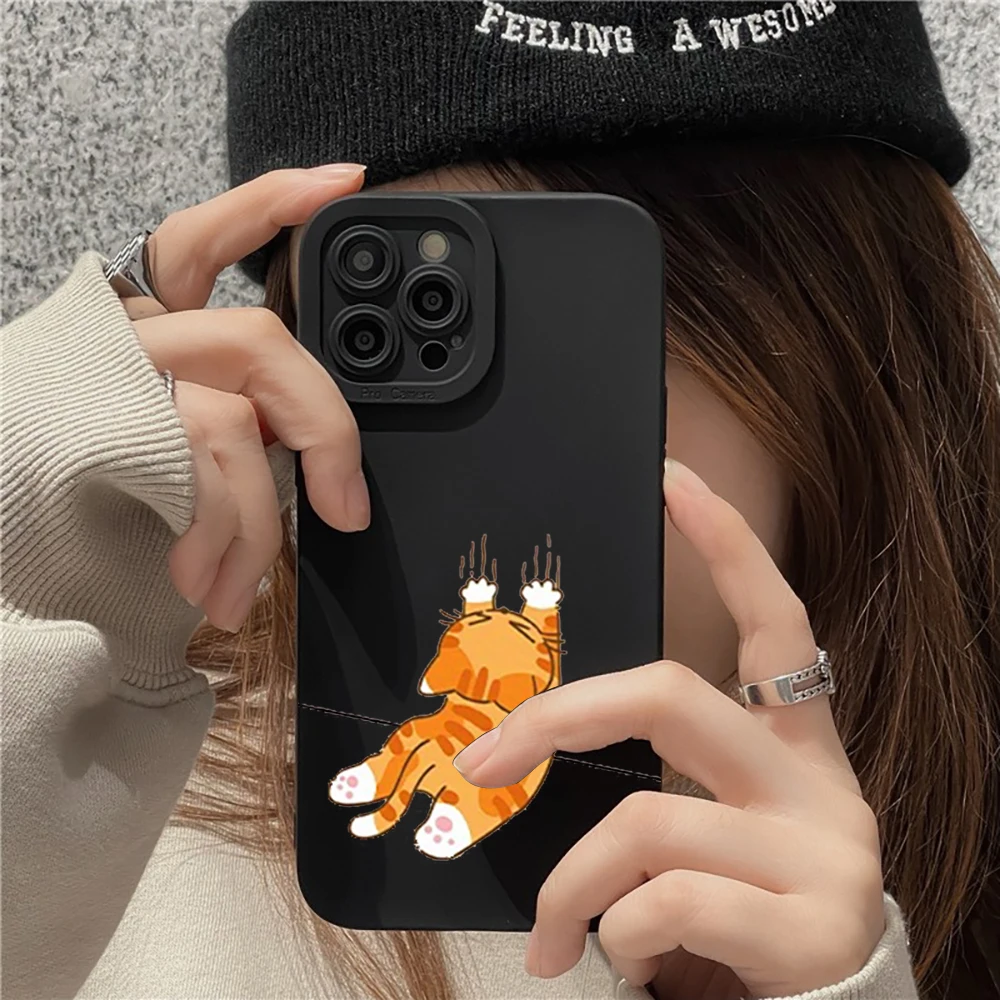 Orange Cat Handstand Phone Case - Stylish Protective Cover with Unique Design