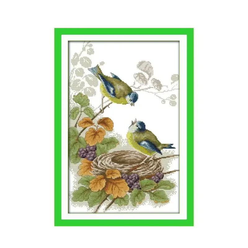 Spring birds cross stitch kit 14ct 11ct pre stamped canvas embroidery DIY handmade needlework