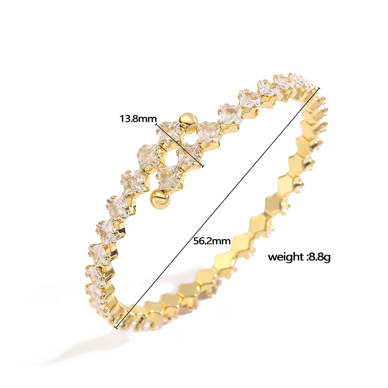 2 Styles CZ Stone Ice Crystal Transparent Light Luxury Ladies Banquet Party Ladies Adjustable Bracelet