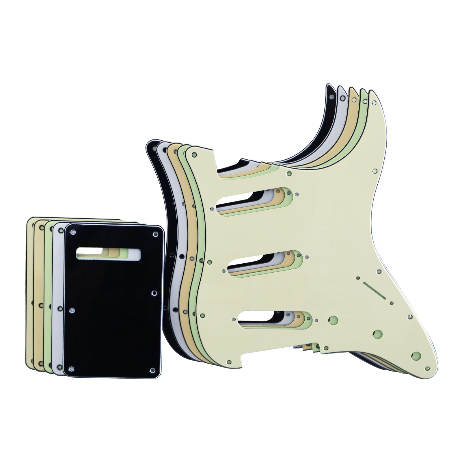 Phrilam SSS 11-Loch Strat Pickguard, 3-lagige Schlagbrett mit Aluminiumfolienabschirmung - Passend für American/Mexican St – Detail 5