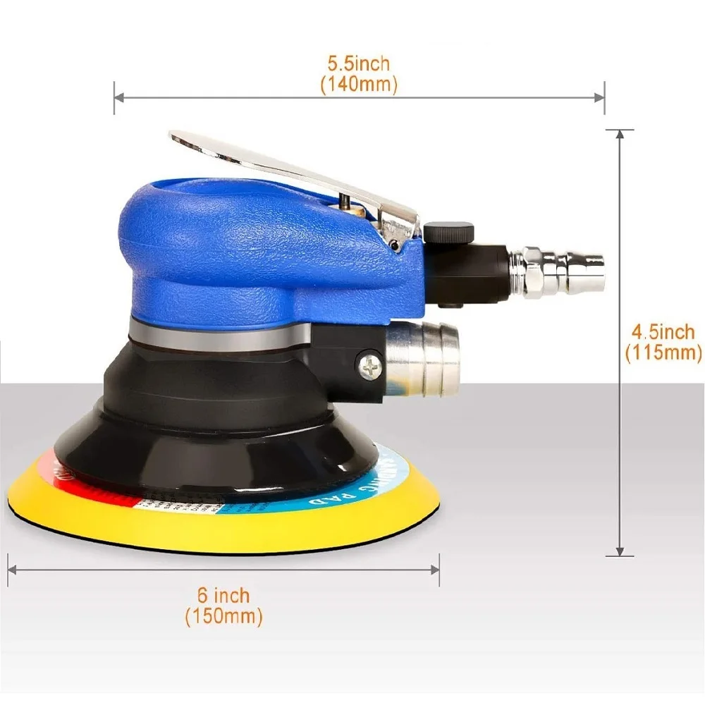 NuoDdunco 5-inch /6-inch Pneumatic Orbital Sander Air Polisher 125mm/150mm Air Vacuum Grinder for Car Metal Wood Polishing pneumatic orbital sander