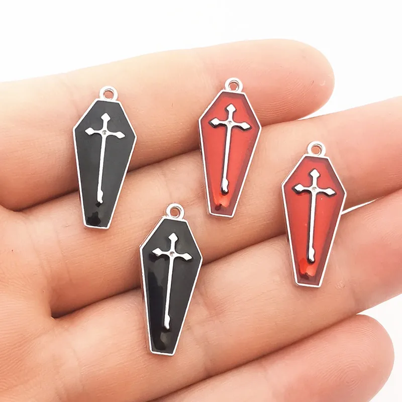 8pcs 48*22mm Alloy Enamel Gothic Satan Cross Witch Charms Pendant Designer  Charms Fit Jewelry