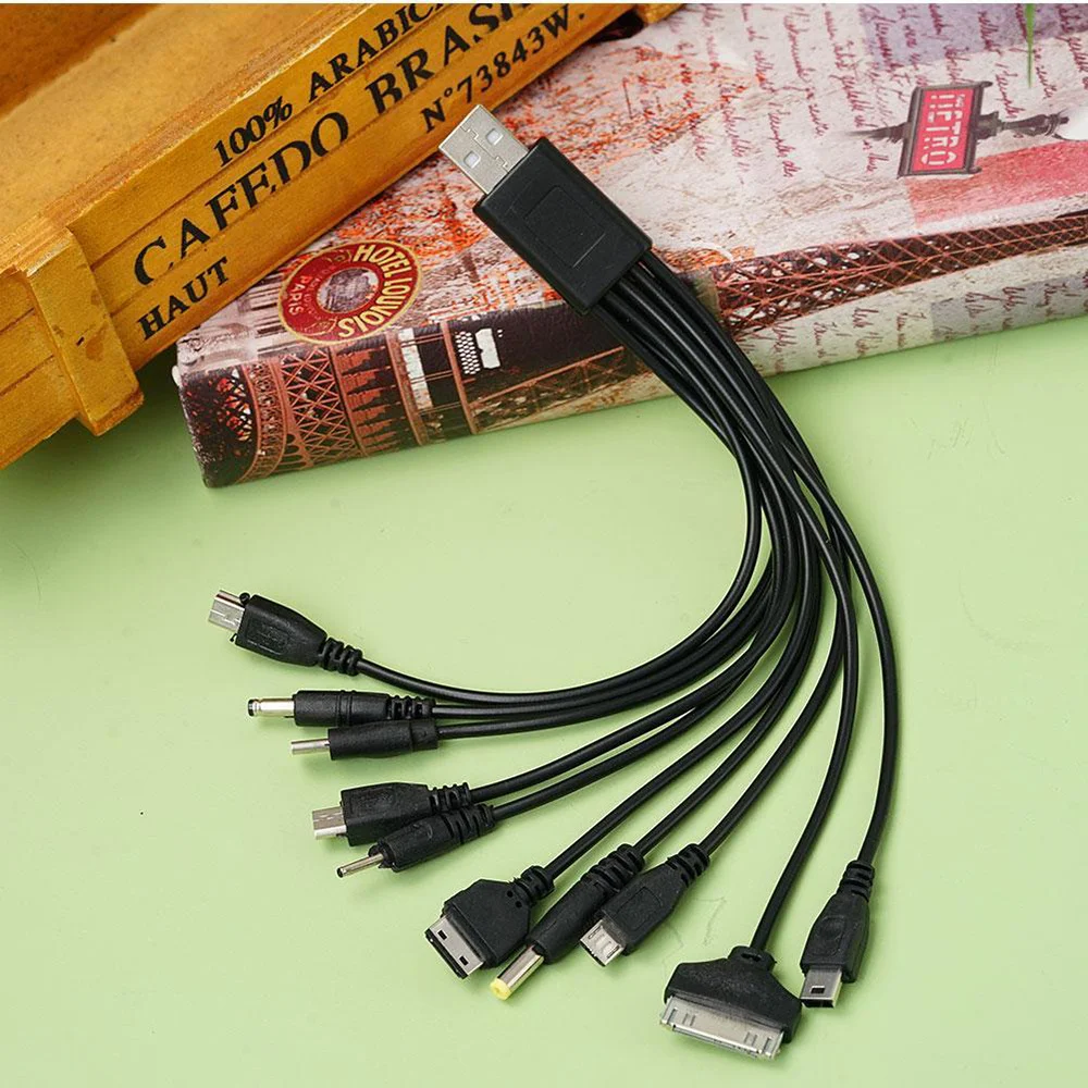 Universal 10 in 1 USB To DC Power Cable Mobile Phone Charger Adapter Plug USB Multifunction Data Transfer DC Jack Charging Line