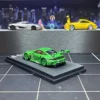 **Ready Stock**SR 1:64 STAR RACE Porche 911 GT3 Tyrannosaurus Green/Pink paint alloy car model set,Safe packaging 4