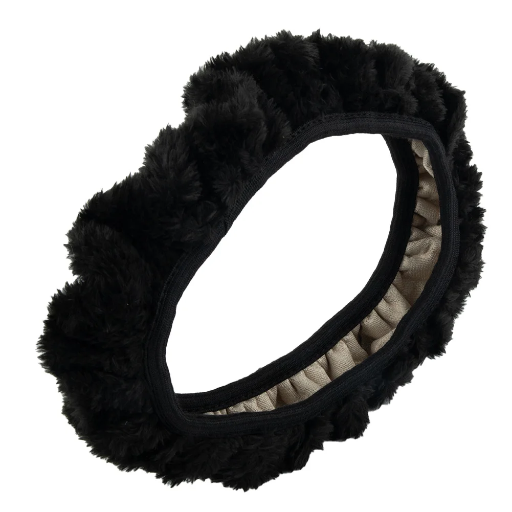 

Brand New Steering Wheel Cover Plush Replacement Soft Tool Universal 38cm Black Decoration Decorations Faux Fur