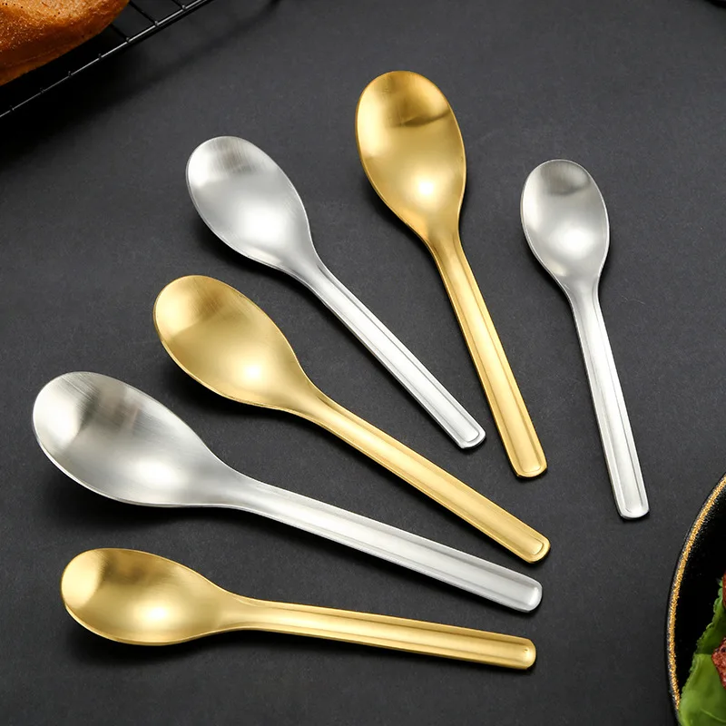 

304 Stainless Steel Ice Cream Spoon Teaspoons Children's Tablespoons Soup Ladle Salad Spoons Home Tableware Kitchen Utensils
