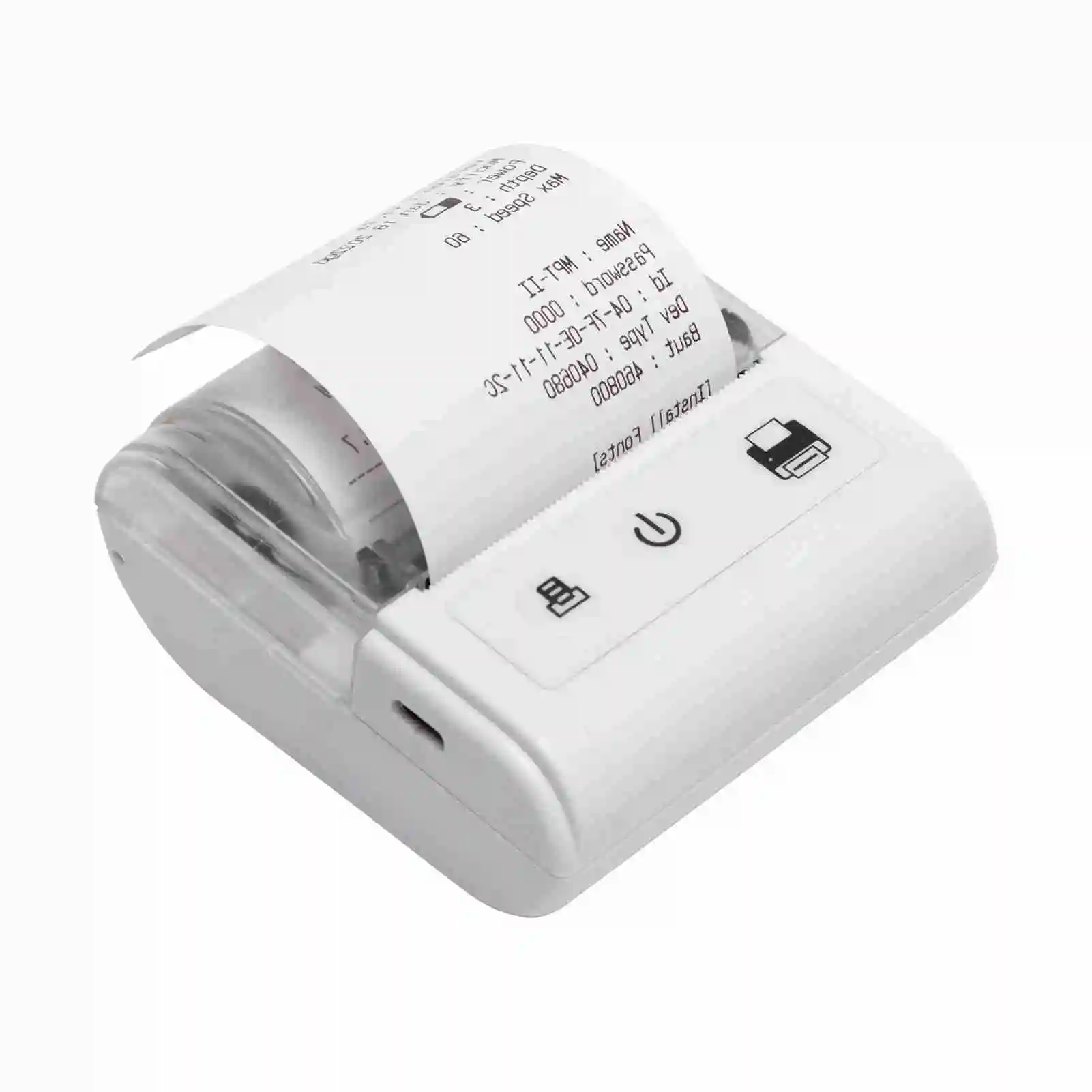 휴대용 미니 열전사 영수증 프린터 USB BT 연결 2인치 57mm 무선 프린터 고속 인쇄 기능 및 1롤 용지 포함