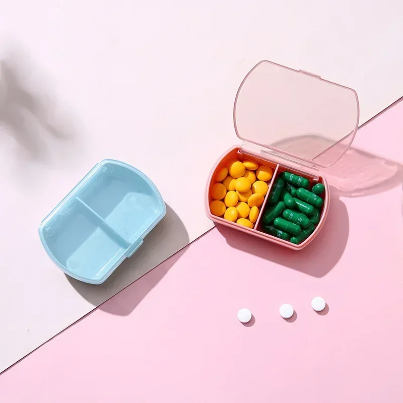 Compact Portable Pill Organizer & Vitamin Holder - 2-Compartment Travel Case
