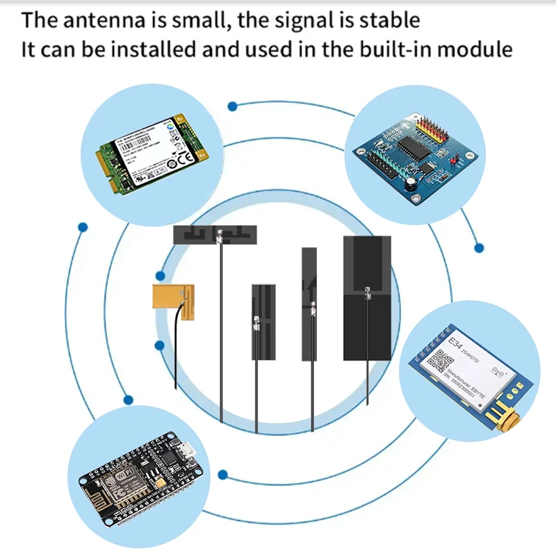 10PCS 듀얼 밴드 WiFi 안테나 2.4G 5.8G FPC PCB 내장형 공중 내부 옴니 소프트 유연한 U.fl(PCB 무선 네트워크용)