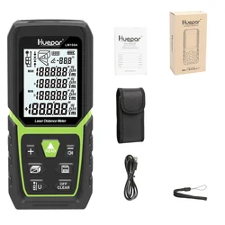 Enhanced Laser Distance Measure with Backlit LCD & Electric Angle Sensor - 120m (Red)