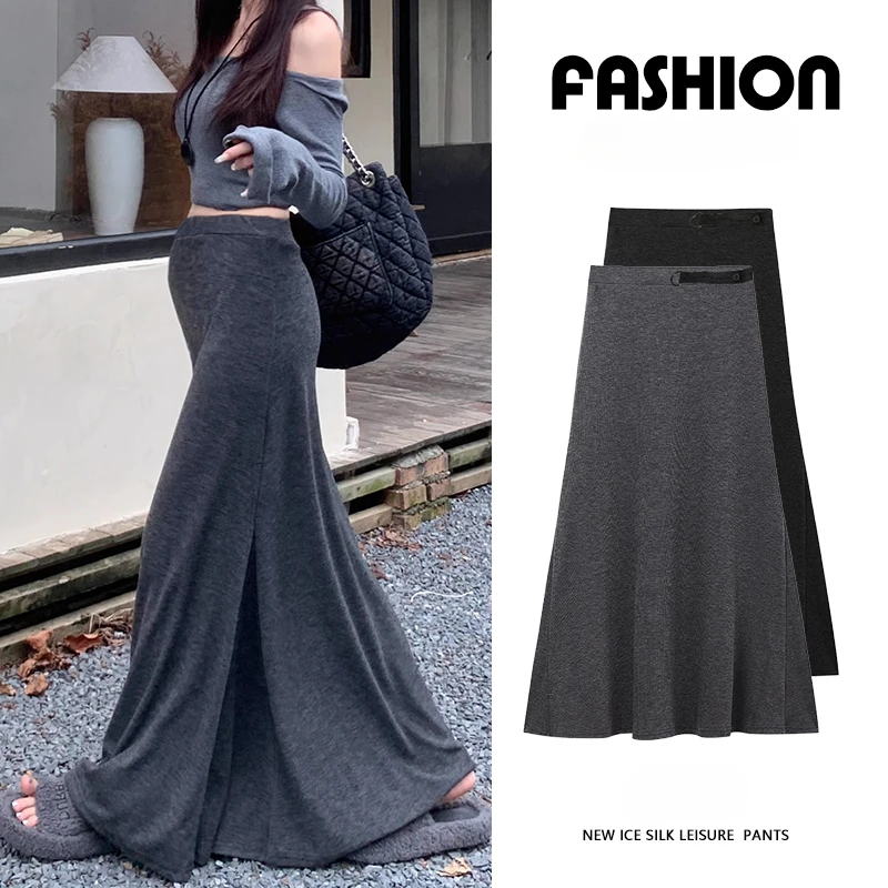 Spring Maternity Belly Skirts Adjustable Waist Long Loose Pregnancy Fishtail Skirt Floor-length Pregnant Woman Trumpet